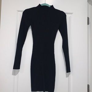 Missguided - Black Ribbed Sweater Dress (Size 6)